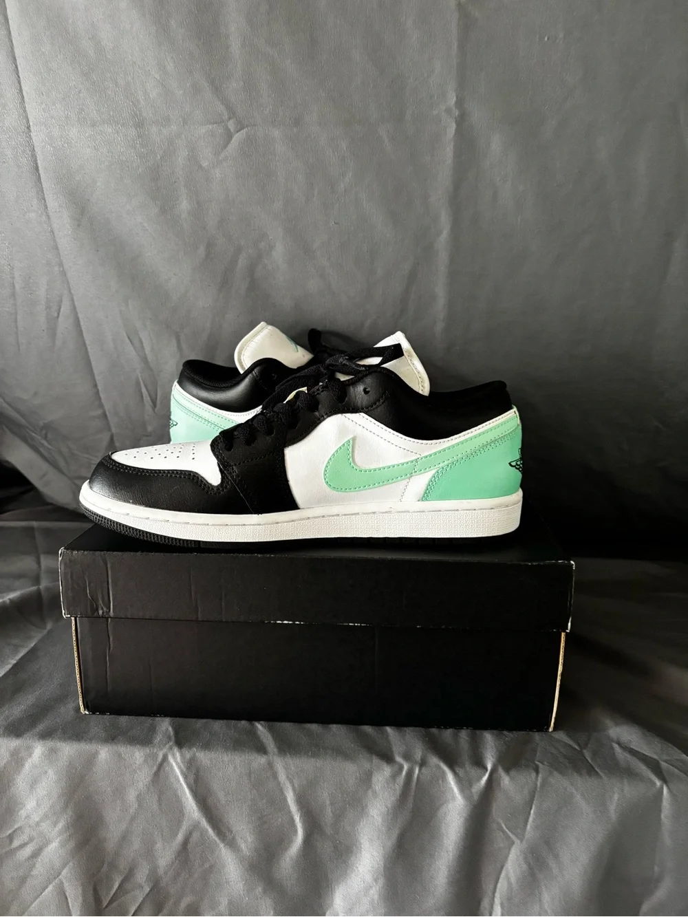 Jordan Men's Black & White Low-Top Sneakers with Mint Jumpman